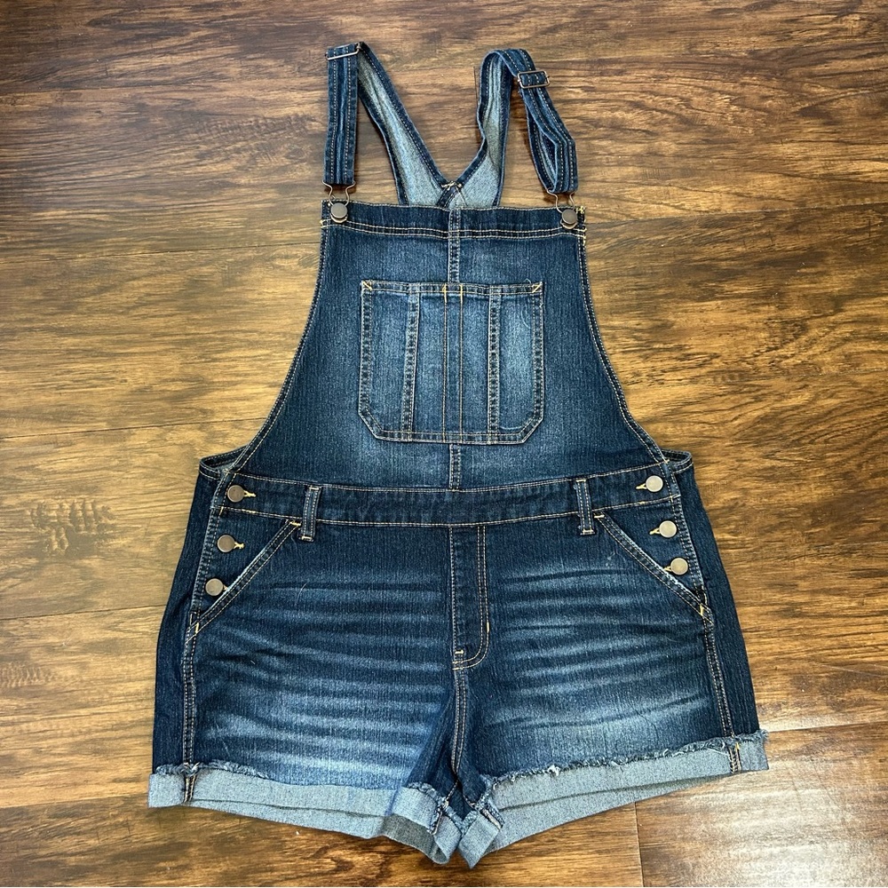No Boundaries Denim Overall Shorts